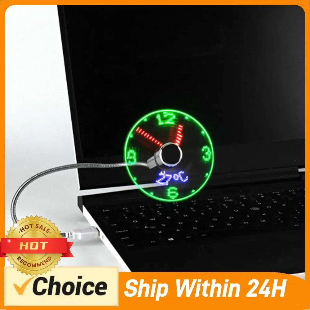 

Clock Fans DC 5V Metal Mini Fan USB Powered Mini Cooling Flashing Fan Real Time Display Hand Mini USB Fan for Laptop PC Notebook