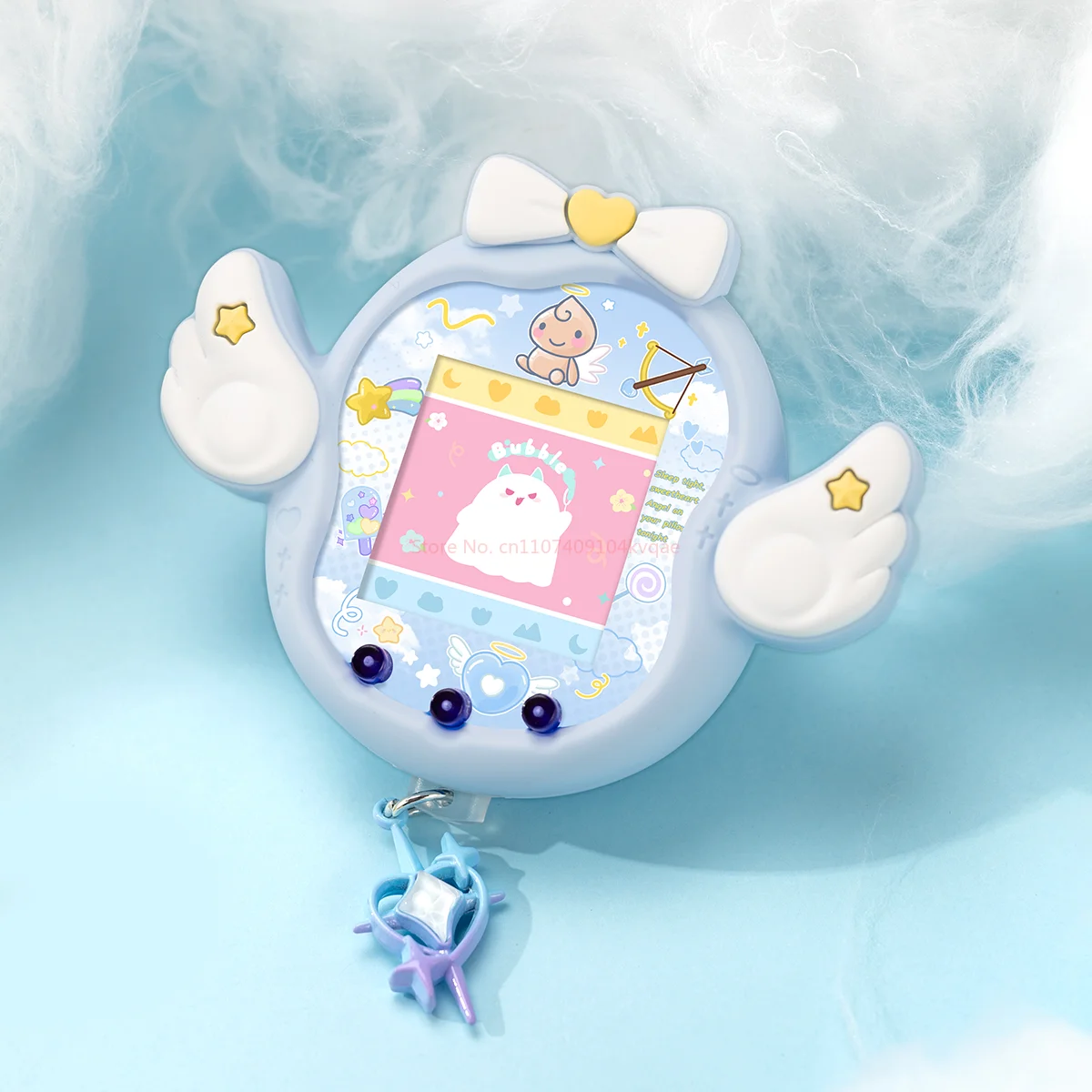 Novo quente tamagotchi uni eletrônico animal de estimação anjo diabo silicone capa protetora dos desenhos animados anime figura modelo decoração presentes