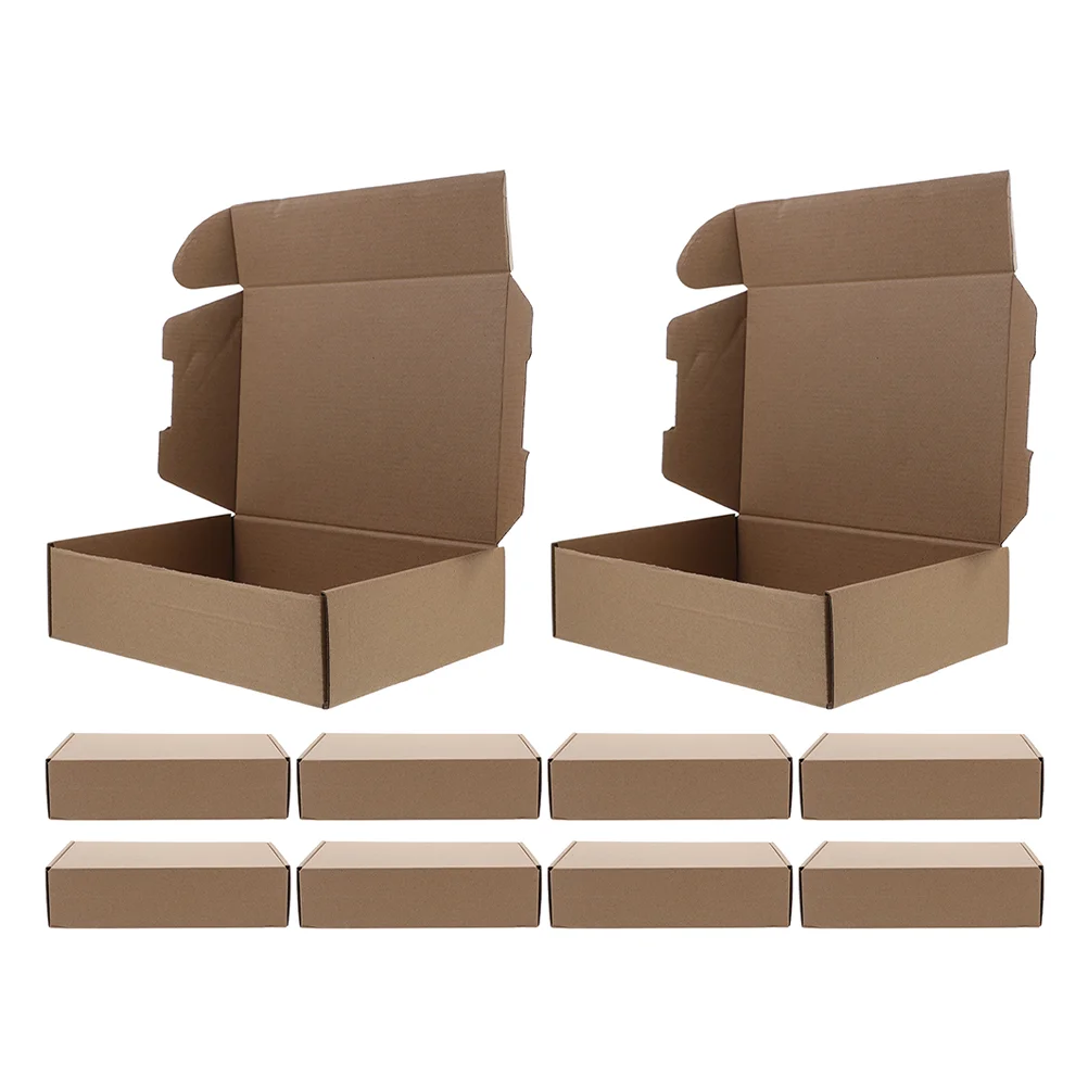 

10 Pcs Carton Brown Shipping Boxes Square Glassware Packing Paper Moving Large for