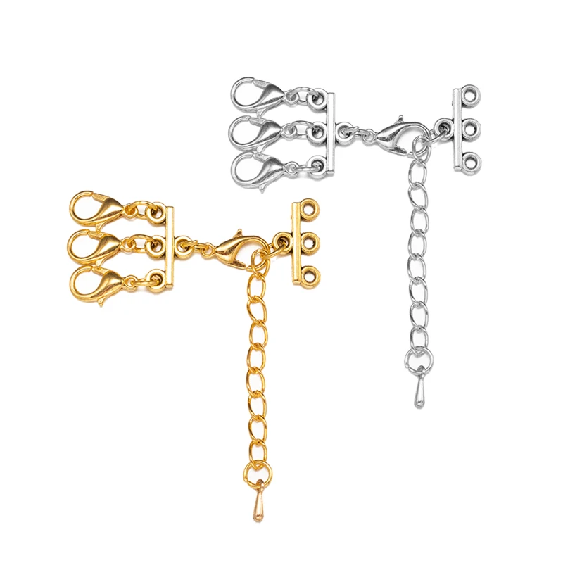 

2Sets Metal 2/3 Row Multi Strand Lobster Clasps Extender Chain for DIY Necklaces Bracelets Connectors Jewelry Making Supplies