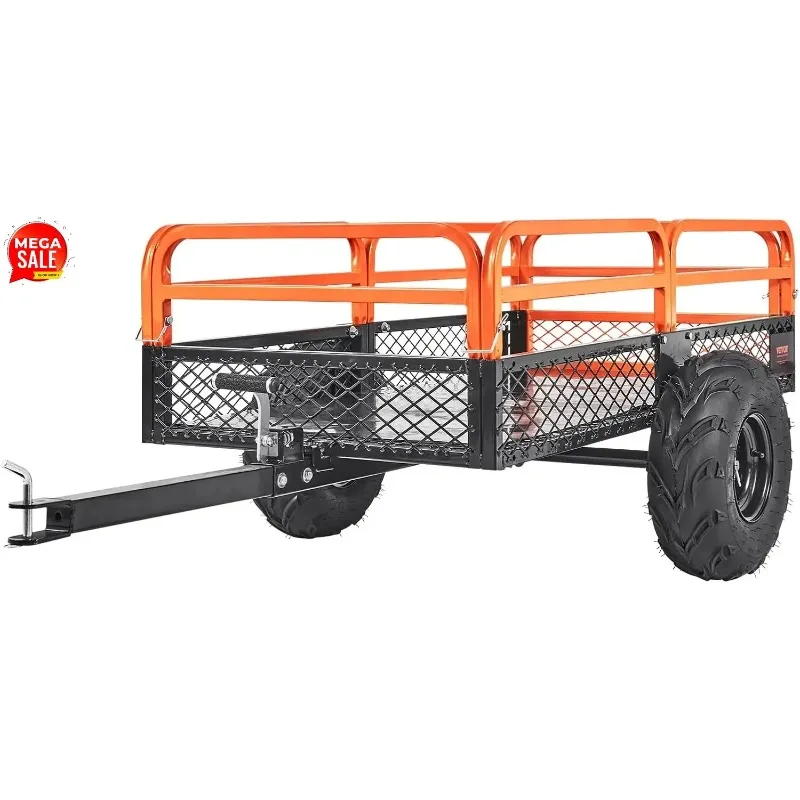 Hot-sellingATV UTV Trailer Tow Behind Dump Cart, 1500lbs 15 Cubic Feet, Heavy Duty Yard Garden Trailer Pull Behind Dump Trailer