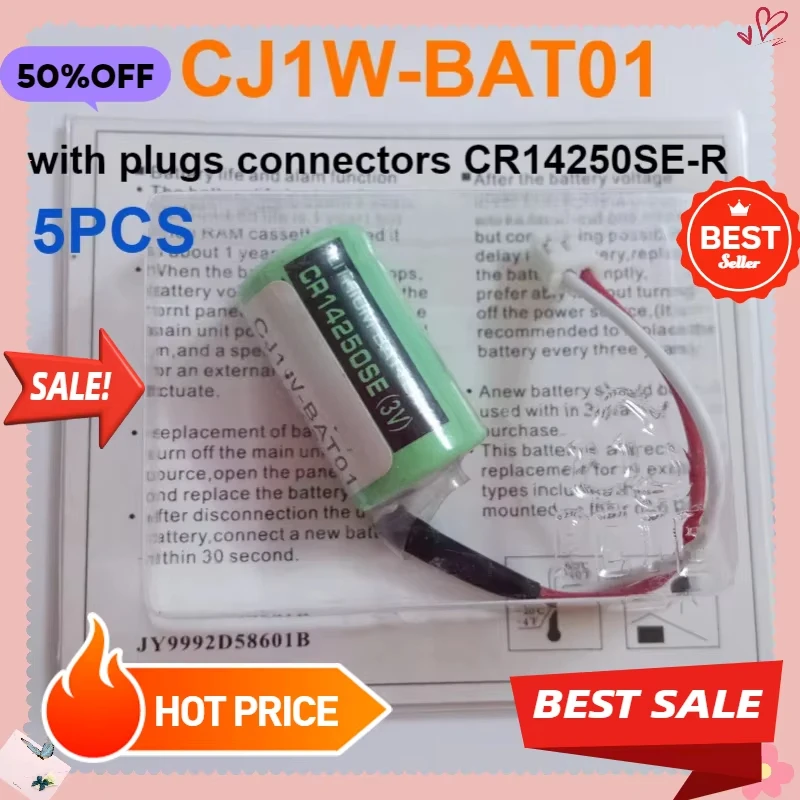 

5pcs New Date Lithium Battery Batteries with Plugs Connectors CR14250SE-R CJ1W-BAT01 CP1H CP1L 3V PLC