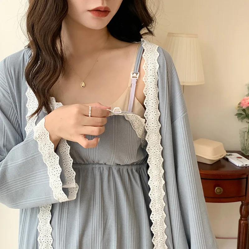 3PCS/Sets Cotton Maternity Nursing Pajamas Fashion Nightwear Breastfeeding Home Wear For Pregnant Women Pregnancy Sleepwear Suit