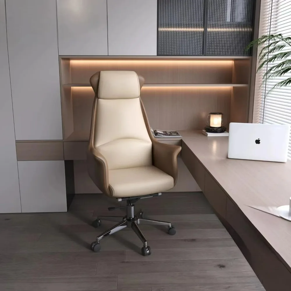 كرسي Boss Office Light الفاخر من الجلد الفاخر للدراسة المنزلية، كمبيوتر مريح ومريح