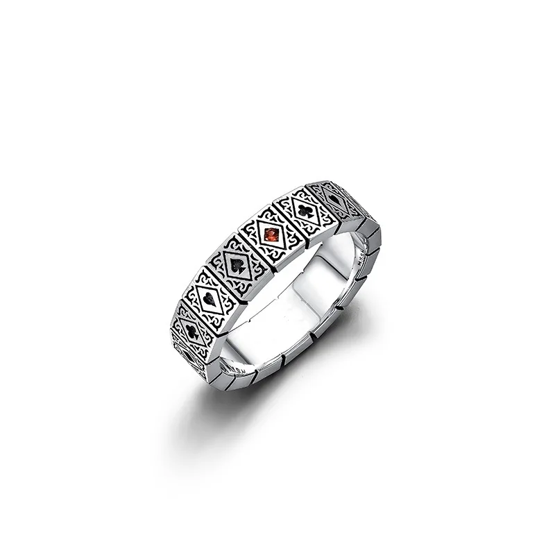 Buyee Paarring aus 925er-Sterlingsilber, eleganter offener Poker-Ring für Damen und Herren, modisch, einzigartiger feiner Schmuck, Kreis