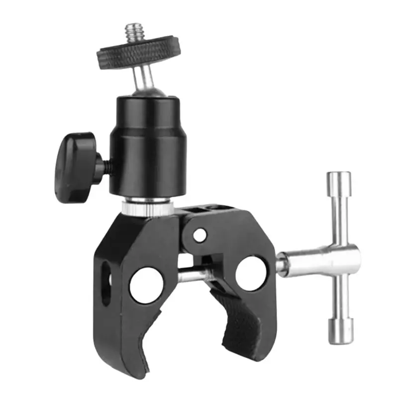 Super Clamp with 360° Mini Ball Head Quick Release Clamp Bracket Tripod Mount 1/4 Screw Clip for DSLR Camera