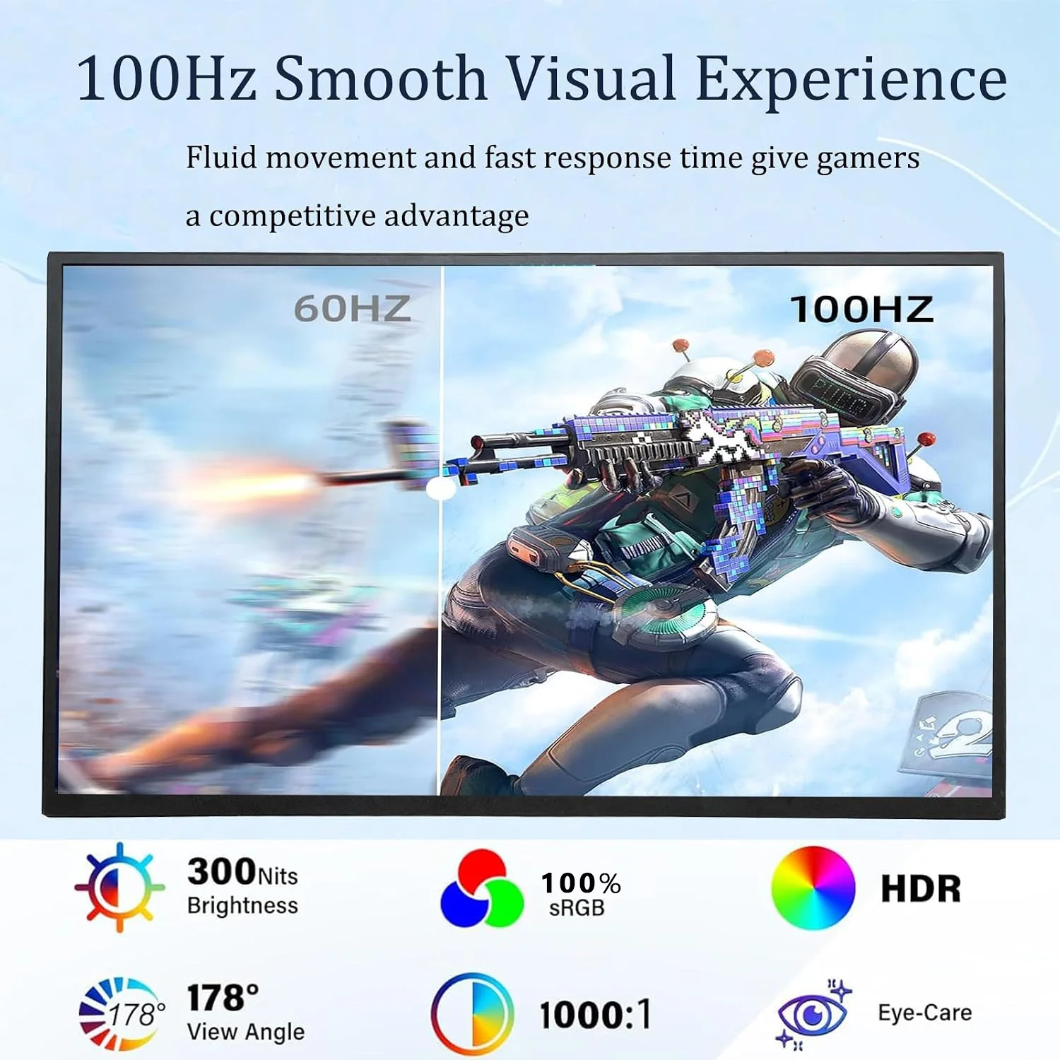 18.5 Inch 100Hz Portable Monitor 1920*1080P FHD IPS 100%sRGB VESA Extended Screen for Laptop Phone TV PS4/5 XBox Dack Switch