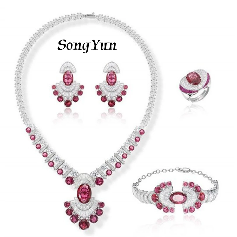 

SY Luxury Jewelry Mermaid Series Necklace Earrings 925 Silver Heavy Industry Texture Lady Evening Wear Four Sets