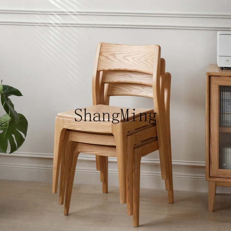 

ZYY modern simple solid wood dining chair small apartment stacking chair restaurant home back chair