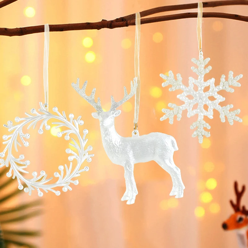 

Christmas Crystal Transparent Hanging Ornaments Elk Snowflake Xmas Tree Decor Pendant Merry Christmas Decoration New Year 2024