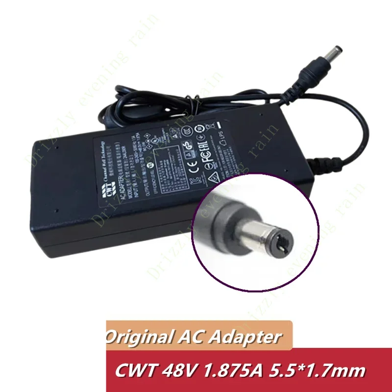 Genuine 2a2090r 90W charger 48V 1.875a AC adapter for CWT with 5.5x1.7mm Plug Power supply