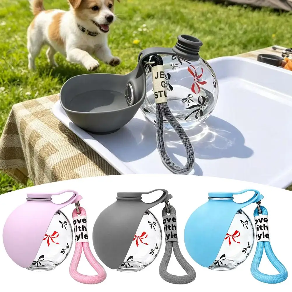 Leak Proof Pet Water Bottle Fold Out Silicone Bowl Portable Outdoor Travel Hydration Container Dog Water Feeder 3 Colors - view 5