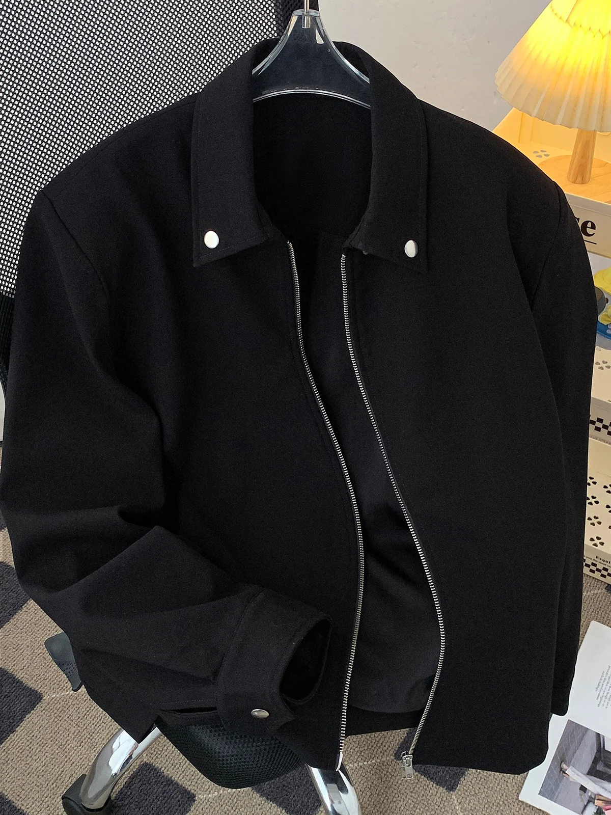 

Spring Autumn Zipper Collar Jaet Men Color Casual Trendy Versatile Retro Motorcycle Sle Korean Version Faionable ...