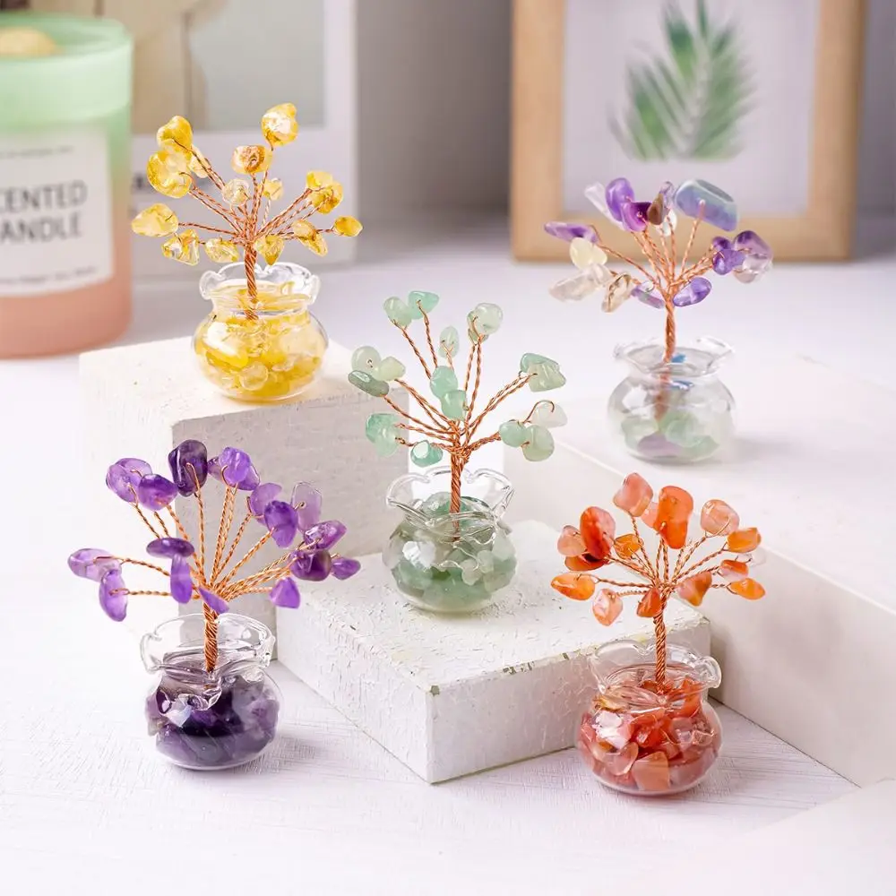 1Pcs New Natural Crystal Tree Feng Shui Good Luck Crystal Macadam Reiki Healing Positive Energy Mini Tree