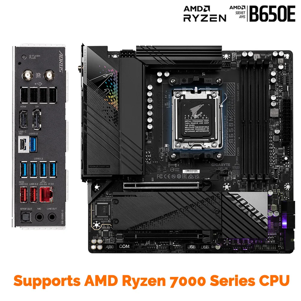 AMD Ryzen 7 7700X AM5 Processor Kit AMD B650 Motherboard Combo Gigabyte B650M AORUS PRO AX DDR5 Kingston DDR5 6000MHz 32GB RAM