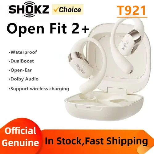 Imagen 1 del producto Shokz OpenFit 2+ T921 Auriculares abiertos para colgar Auriculares inalámbricos Bluetooth Dolby Audio, Tecnología DualBoost Reducción de ruido AI