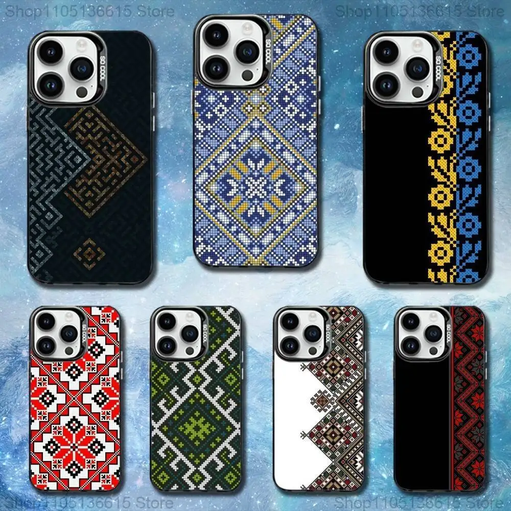 

Pattern U-ukraine Ornaments Phone Case For iPhone 11,12,13,16,14,15,Mini,Pro,XS,MAX Black Matte Shockproof Cover