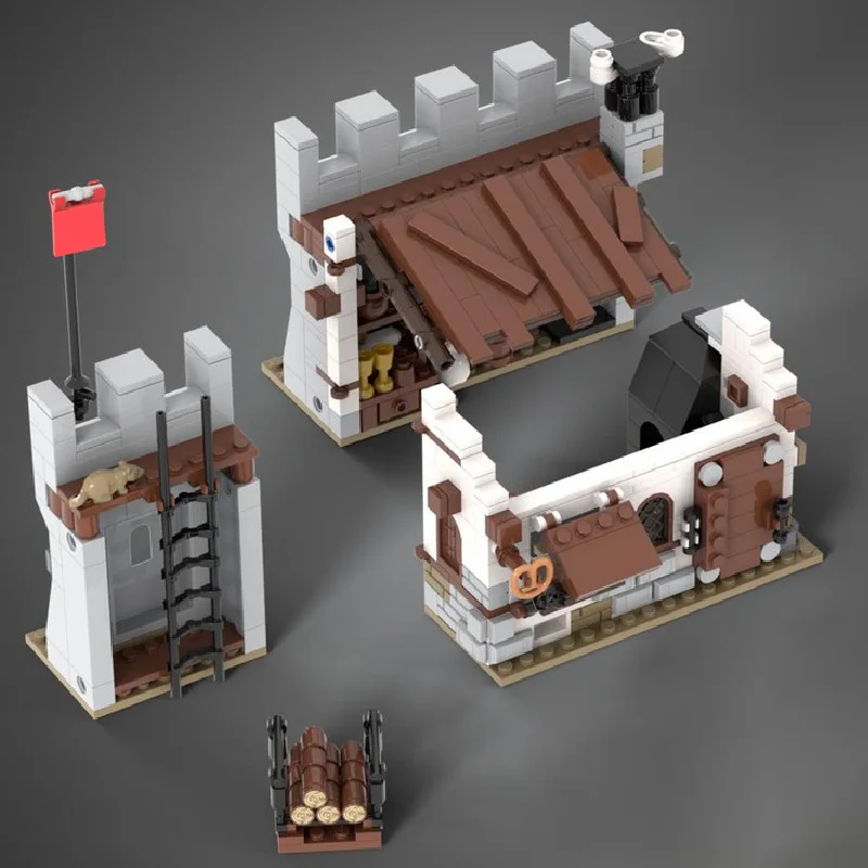 625 Teile Mittelalterliche Burg Serie Bäckerei Bausteine Retro Architektur Modell Display Spielzeug Für Kinder Montage Weihnachten Geschenke