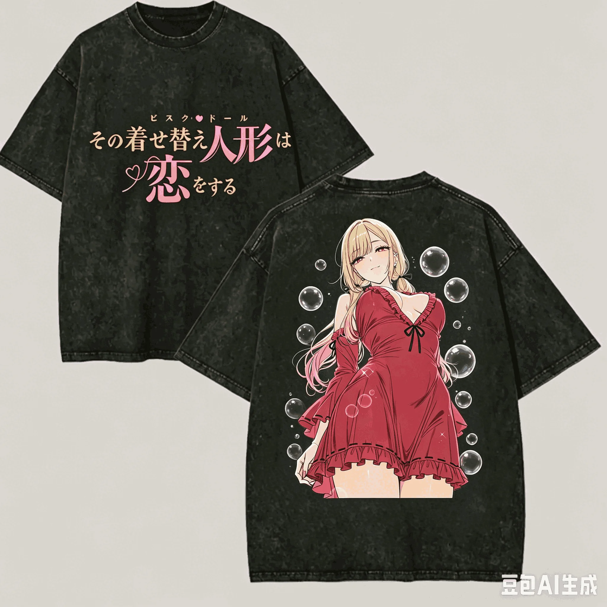 My Dress Up Darling Washed T-shirt Anime Lover Harajuku New Model Unisex Oversized Vintage Loose Streetwear Short Sleeves soft