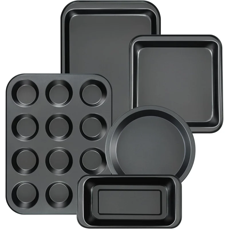 

AA01-Baking Sheets& Kitchen 5-Piece Nonstick Bakeware Set-Round/Square Cake Pans, Muffin Pan, Loaf Pan, Roast Pan