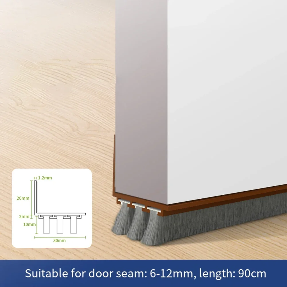 Door Bottom 3-layer Brush Strip Door Bottom Seal Easy Installation Flexible Fit Hassle-Free Maintenance Indoor Use