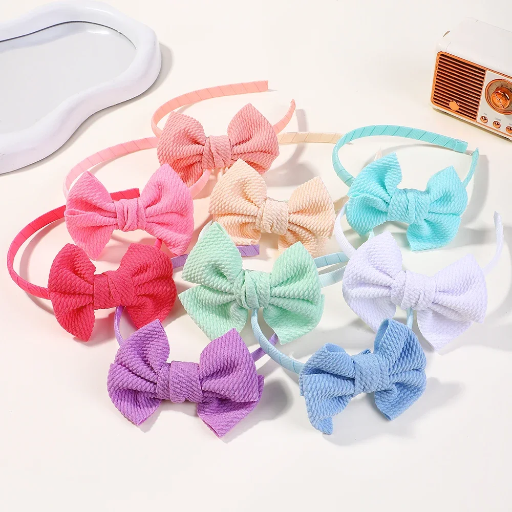 BABY BOWS 1Pcs Solid Color Bows Headbands for Children Twill Fabric Hanmade Hair Hoops Hair Accessories for Girls Wholesale