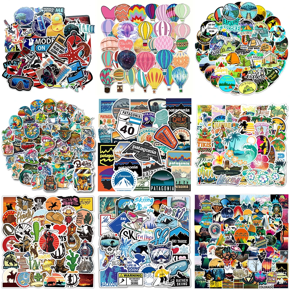 10/30/50PCS Cartoon Outdoor Stickers Series Hot Air Balloon Graffiti Luggage Notebook Refrigerator Helmet Decoration Wholesale