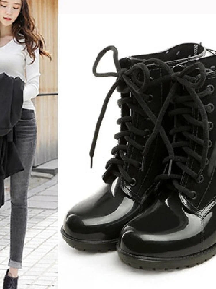 

Faionable дождевые сапоги на высоком каблуке, женские теплые противоскользящие чехлы с подкладкой до середины икры для взрослых, корейские сапоги...