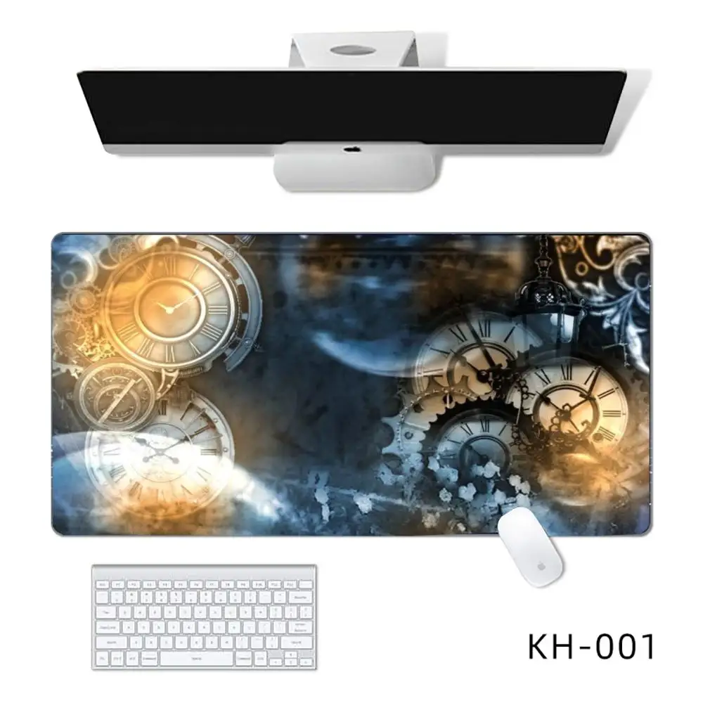 Horloge montre tapis de souris tapis de souris grand ordinateur bureau jeu tapis de Table en caoutchouc anti-dérapant clavier de jeu tapis de souris longs tapis de bureau