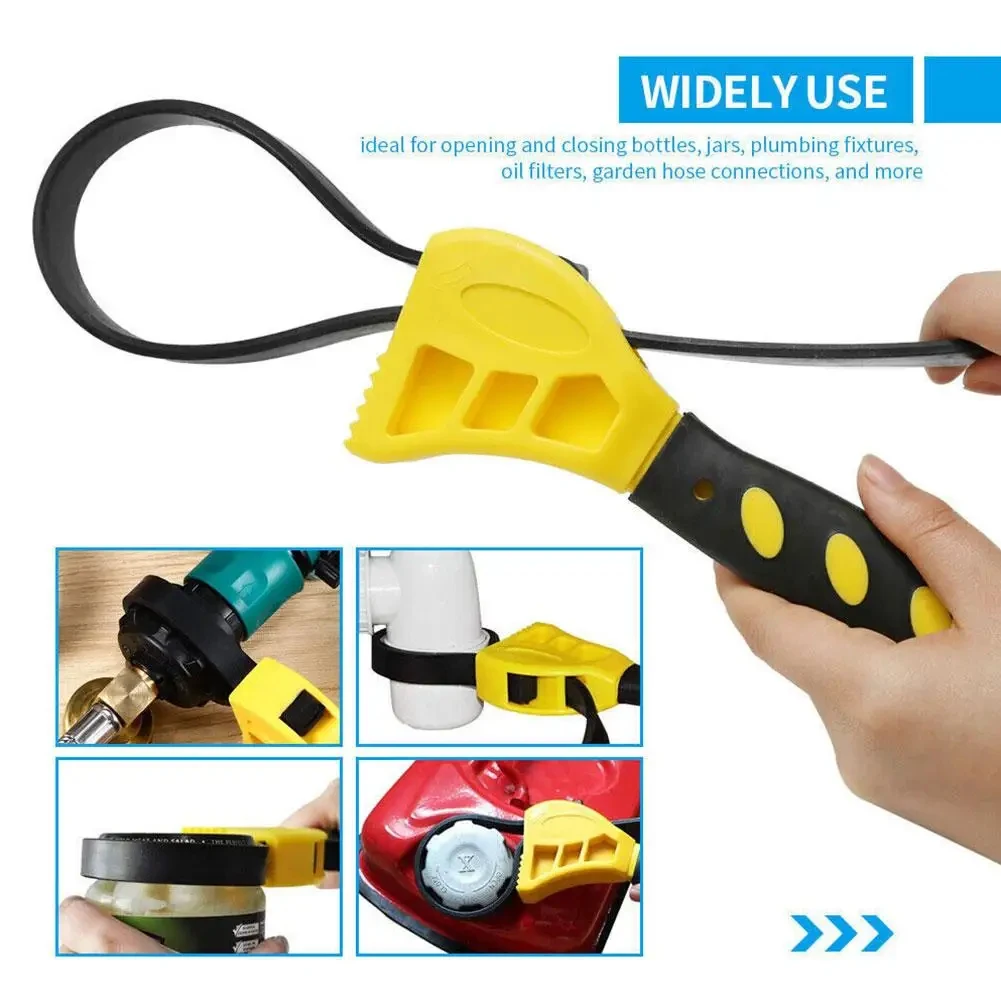 Clé à Sangle En Caoutchouc Réglable Pour Filtre à Huile – 500 Mm, Anti-dérapant – Noire