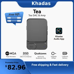 Khadas Tea Portable Headphone Amplifier Mini Dongle DAC Support Bluetooth5.0, MagSafe compatible, 8H Play Dual Mic PCM, DSD, MQA