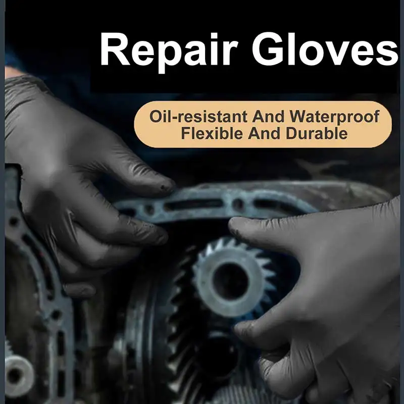 

100 PCS Disposable Black Nitrile Gloves Housework Cleaning Car Industry for Kitchen Food Processing Beauty Salon Family