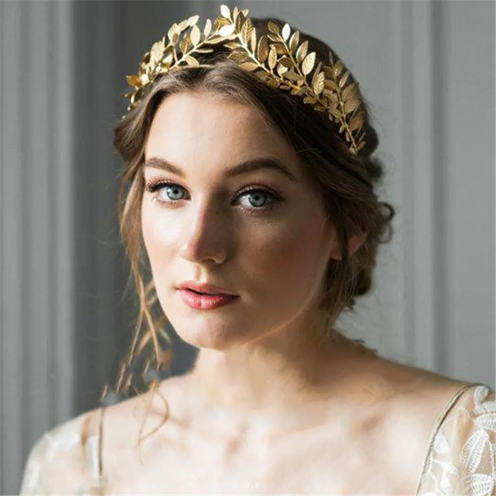 

Retro Gold leaf wedding roman bride greek women hair accessories bride head jewel headband head tiaras crown jewelry Hair Hoop