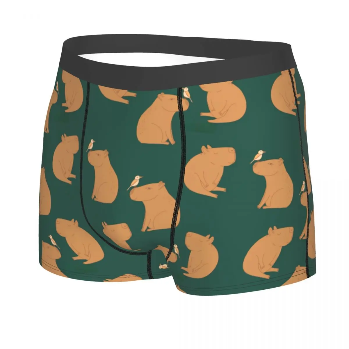 Custom Male Novelty Capybara Pattern In Doodle Style Underwear Boxer Briefs Soft Shorts Panties Underpants