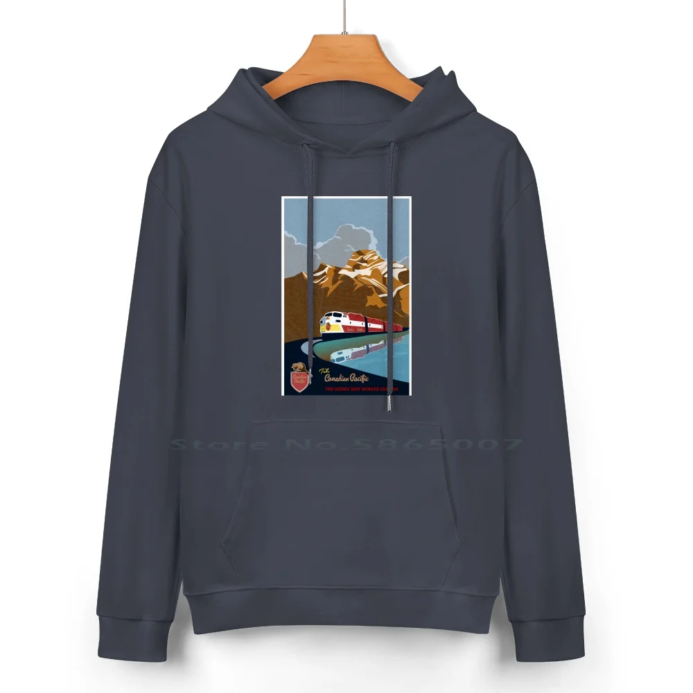 Vintage Cp Rail Travel Poster Pure Cotton Hoodie Sweater 24 Colors Train Rail Cp Rail Canadian Canadian Pacific Vintage Travel