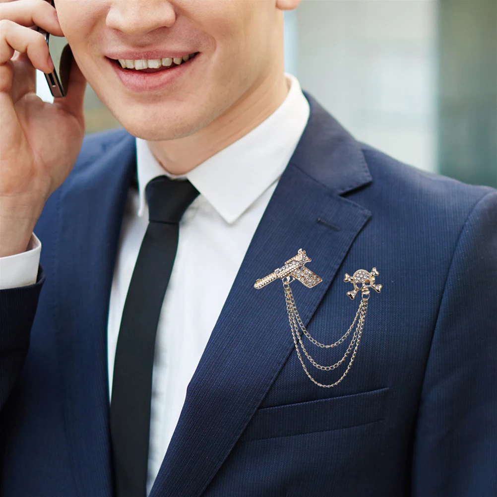 حجر الراين الجمجمة بروش دبوس للرجال النساء البدلة اكسسوارات فستان كليب التلبيب دبوس طوق سلسلة سترة كليب دبابيس الموضة #3