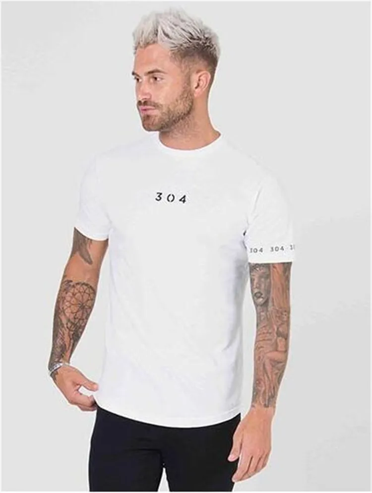 New Gym Clothing Fitness Tees Men Fashion Extend Hip Hop Summer Short Sleeve T-shirt Cotton Bodybuilding Muscle Guys