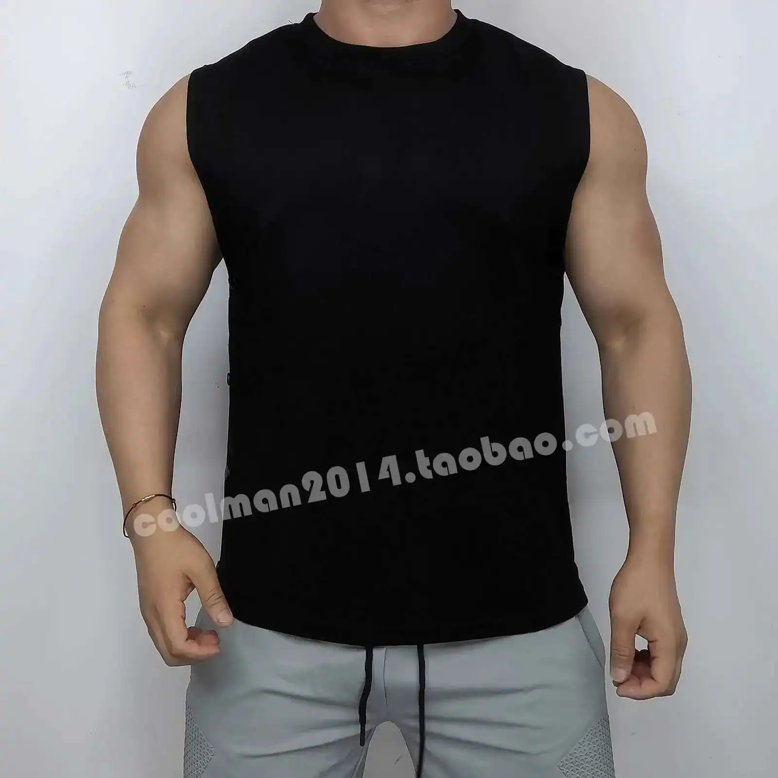 Summer knitted sleeveless men sports fitness tank top Sexy plus size t shirt streetwear