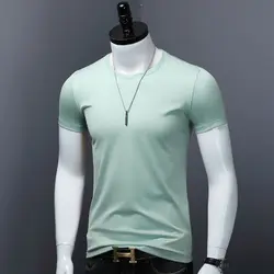 2023 Newest Men's Golf T-Shirt Breathable Ice Oxygen Bar ONeck Short Sleeve Tee Solid Smooth Slim Fit Undershirt Tops