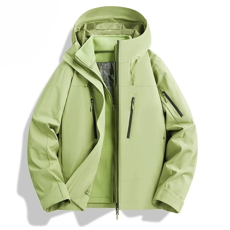 شعبية 3 في 1 سترة الرجال الشتاء الحرارية اصطف قطعتين مجموعة يندبروف السترات تسلق الجبال المشي لمسافات طويلة السفر معطف رياضي