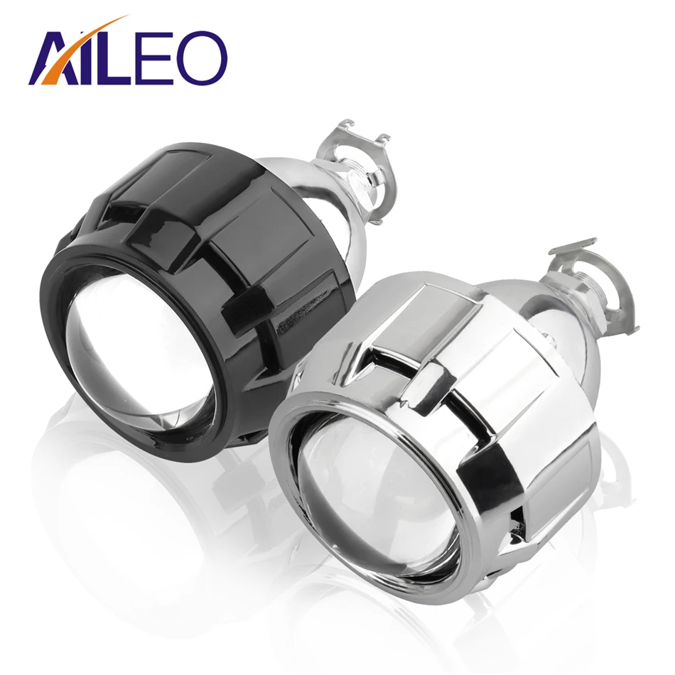 AILEO 2Pcs 2.5 Inch Mini Bi Xenon HID Projector Headlight Lenses H4 H7 H11 9005 H8 Retrofit Fit Car Head Lamp Gating Gun Shrouds