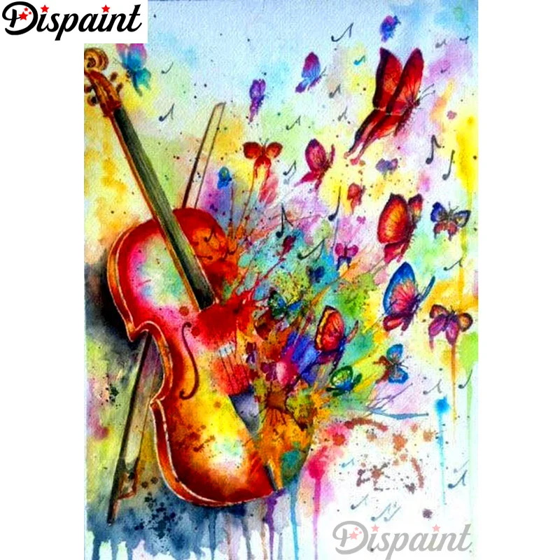 

Dispaint Full Square/Round Drill 5D DIY Diamond Painting "Violin color butterfly" 3D Embroidery Cross Stitch Home Decor A12488