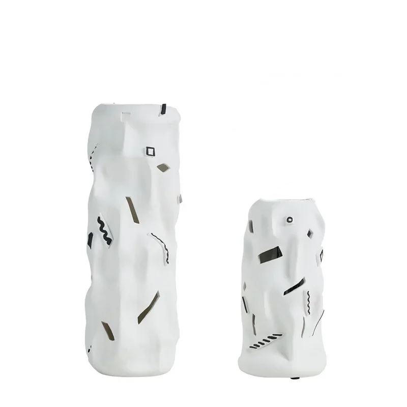 

Simple modern ceramic pleated hollow vase