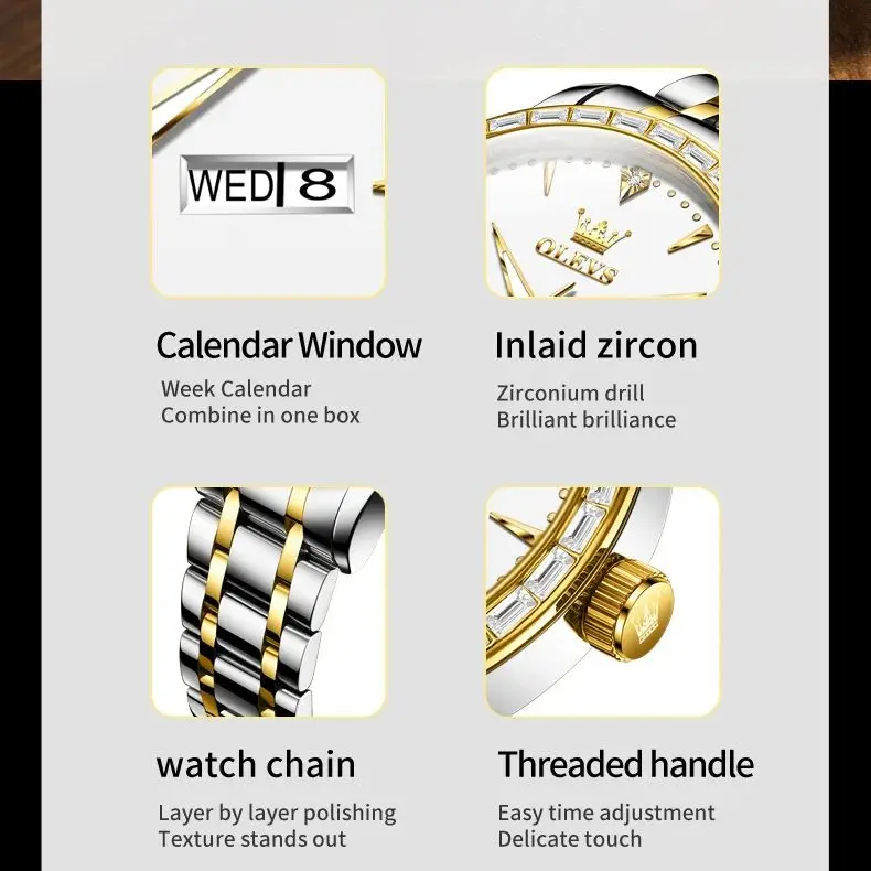 OLEVS 7019 New Men's Watch Top Luxury Original Diamond Men Automatic Mechanical Watch Waterproof Luminous Dual Calendar Watch