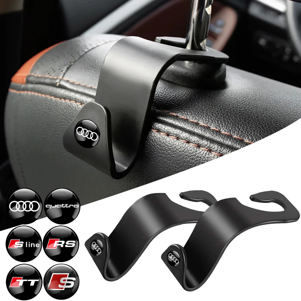 2 pçs auto abs multi-purpose encosto de cabeça gancho assento de carro volta multi-função ganchos para audi sline rs tt s a3 a4 a6 a5 q3 q5 q7 tt a1