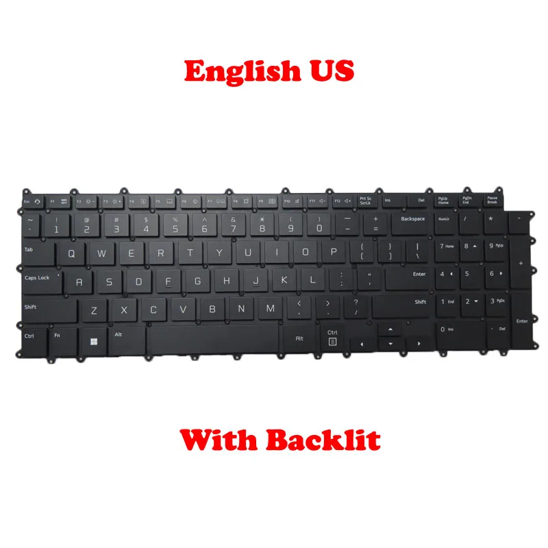 Backlit Keyboard For LG 17Z90Q 17ZD90Q 17Z90Q-G 17Z90Q-K 17Z90Q-R English US Black White New