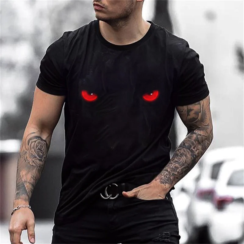 Summer Men's T-shirt Animal Graphic Tees Pullover O Neck Wolf Print 3d Oversized Designer Tops Black Casual Vintage Male Clothes