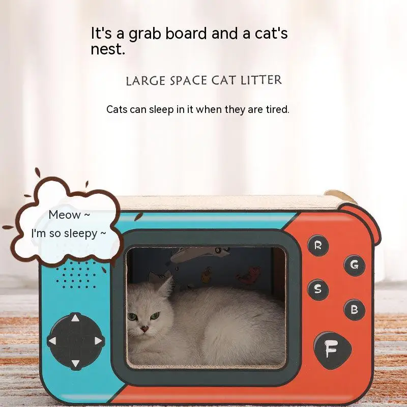 Game Machine Cat Scratching Board Cat Litter Cat Toys Corrugated Paper Non-Dropping Shavings Upright Pet Cat Toy Cat Bed