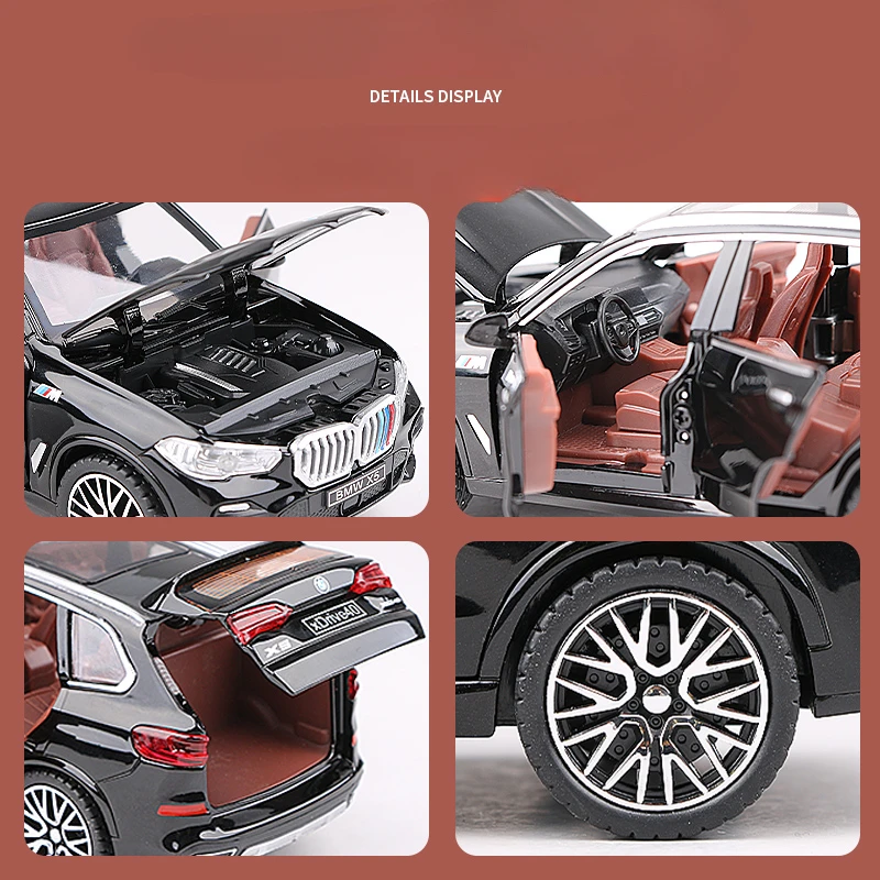 Diecast in scala 1/32 BMW X5 modello di auto in lega con luce sonora bambini ragazzo giocattolo veicolo regalo di compleanno fuoristrada decorazioni per la casa