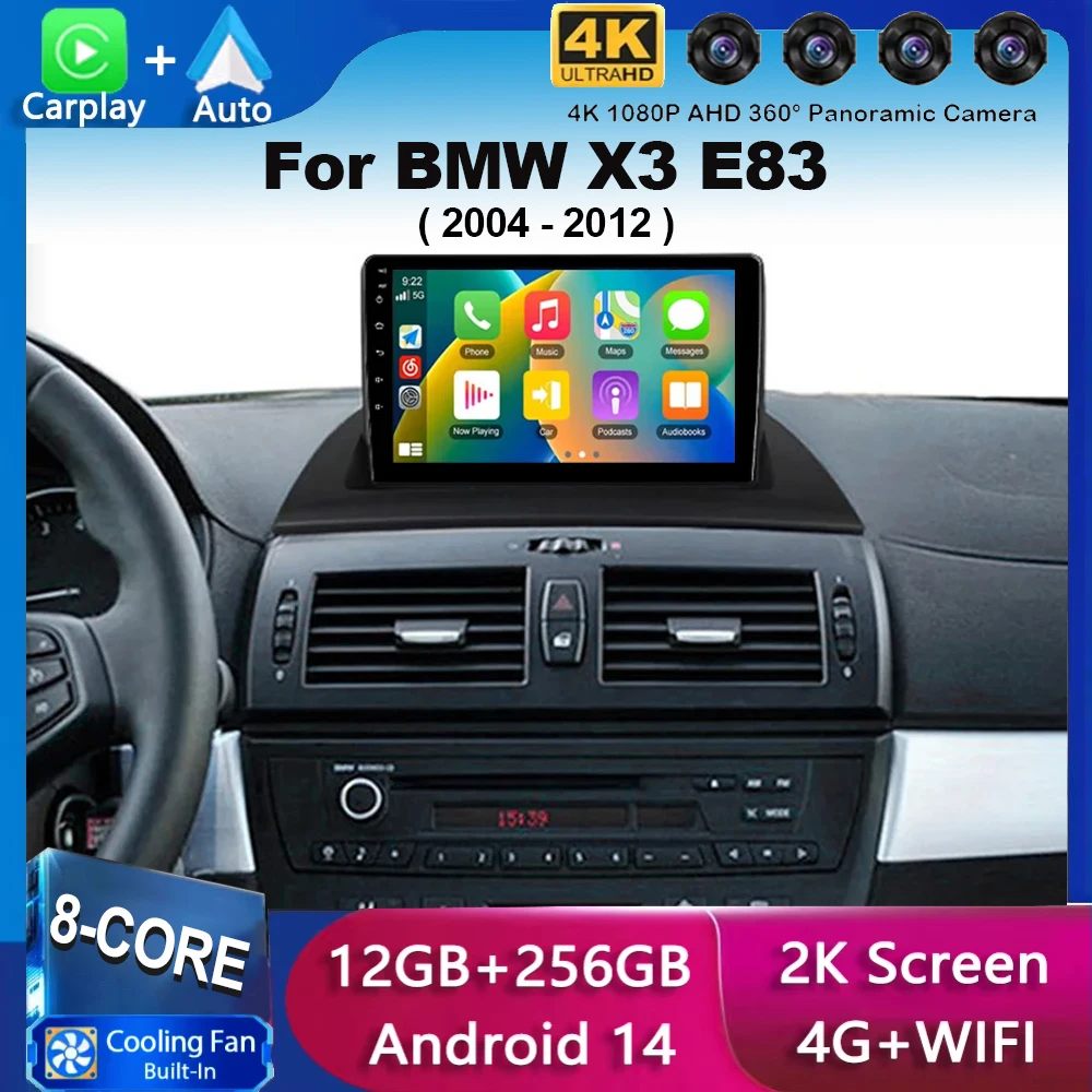 

Android 14 Carplay Auto Car Radio For BMW X3 E83 2004 2005-2007-2009 2010 2011 2012 Multimedia Stereo Video Player GPS 4G WIFI